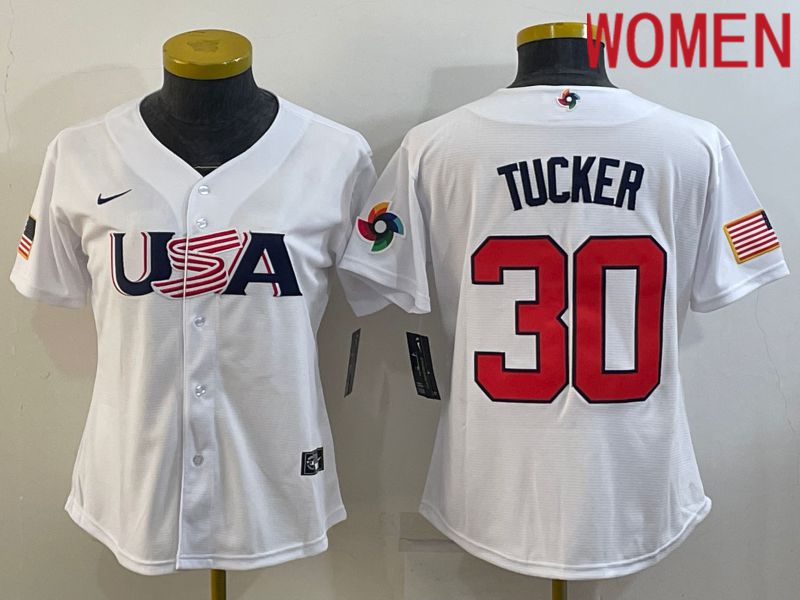 Women 2023 World Cub USA 30 Tucker White Nike MLB Jersey7